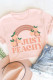 Pink Just Peachy Letter Fruit Graphic Print Short Sleeve Tee