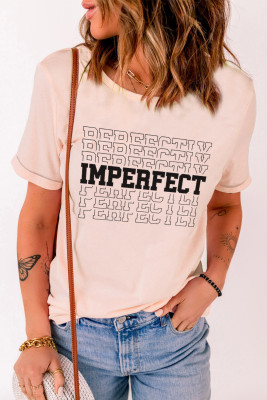 Pink PERFECTLY IMPERFECT Letter Printed Short Sleeve T Shirt