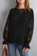 Черный вязаный свитер крючком с кружевом и пуантелями