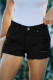 Black Distressed Tasseled Denim Shorts