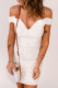 White Solid Color Slim-fit V Neck Spaghetti Straps Mini Dress