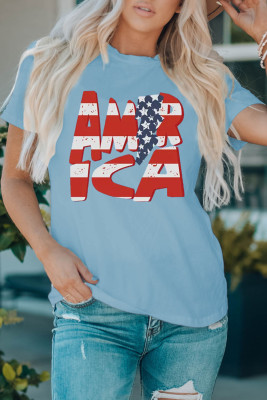 Небесно-голубая футболка с короткими рукавами и графическим принтом AMERICA