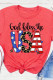 خدای قرمز رنگ سه راهی گرافیکی چاپ شده با الگوی پرچم ایالات متحده را برکت داد