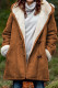 Brown Long Sleeve Hooded Buttons Pockets Duffle Coat