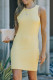 Yellow Ribbed Sleeveless Cut Out Back Knit Bodycon Dress