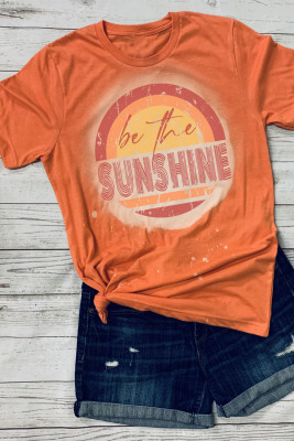 Orange Be The Sunshine Graphic Print Crewneck T Shirt