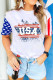 Multicolor USA Flag Pattern Print Color Block T Shirt