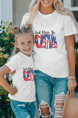 White Family Matching USA Graphic Print Adult Crew Neck T Shirt