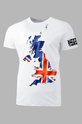 T-shirt blanc pour homme avec drapeau de la carte de la Grande-Bretagne
