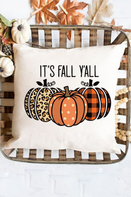 Beige It's Fall Funny Pumpkins Graphic Throw Pillowslip