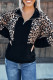 Black Leopard Patchwork Zipped Neck Sweatshirt