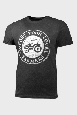 T-shirt graphique gris Support Your Local Farmer pour hommes