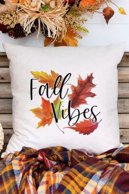 Beige Fall Vibes Leaves Graphic Pillowslip