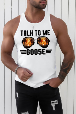 White Talk to Me Goose Beach Scenery Sunglasses Graphic Tank Top