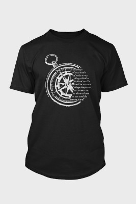 Black Nautical Compass Mens Graphic T Shirt