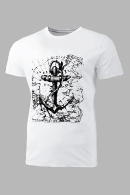 White Enjoy Sea Adventure Mens Graphic T Shirt
