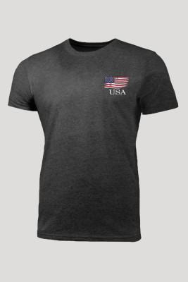 Gray Vintage USA Flag Iconic Graphic Tee for Men
