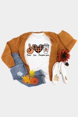 White Peace Love Pumpkin Spice Graphic T Shirt