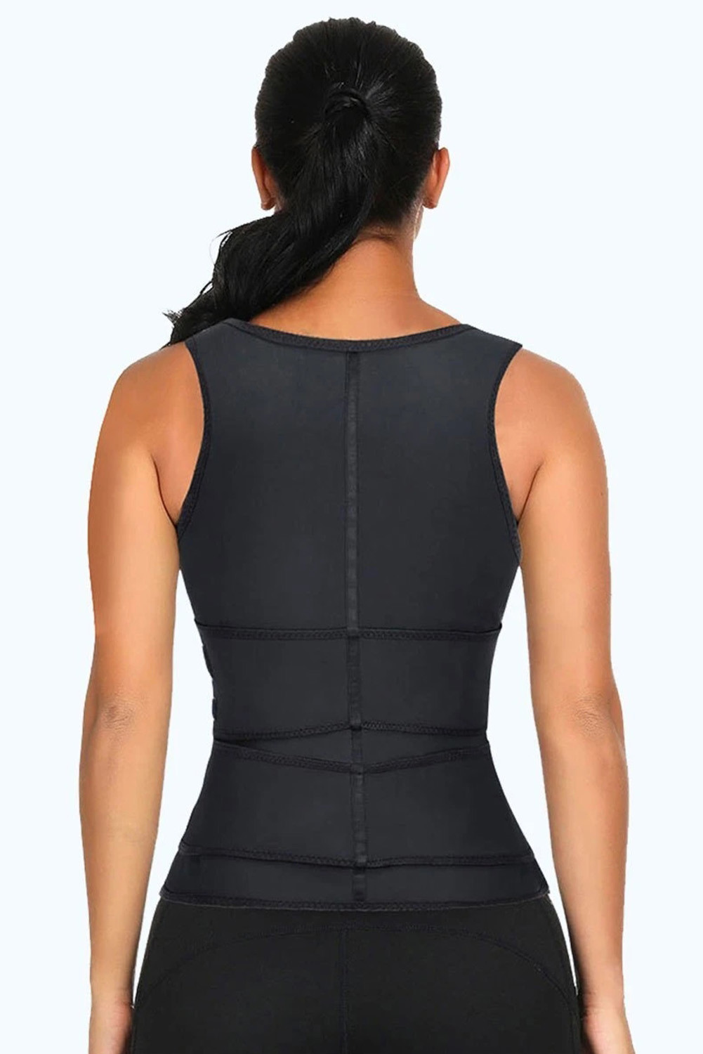 黑色氯丁橡胶塑腰拉链设计背心款塑身衣 LC51074