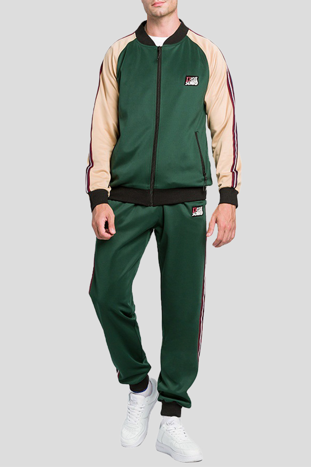 绿色男士长袖户外锻炼健身运动服套装 MC62060