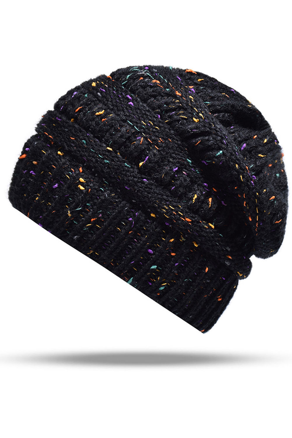 黑色冬季御寒马尾辫针织毛线帽 LC02119