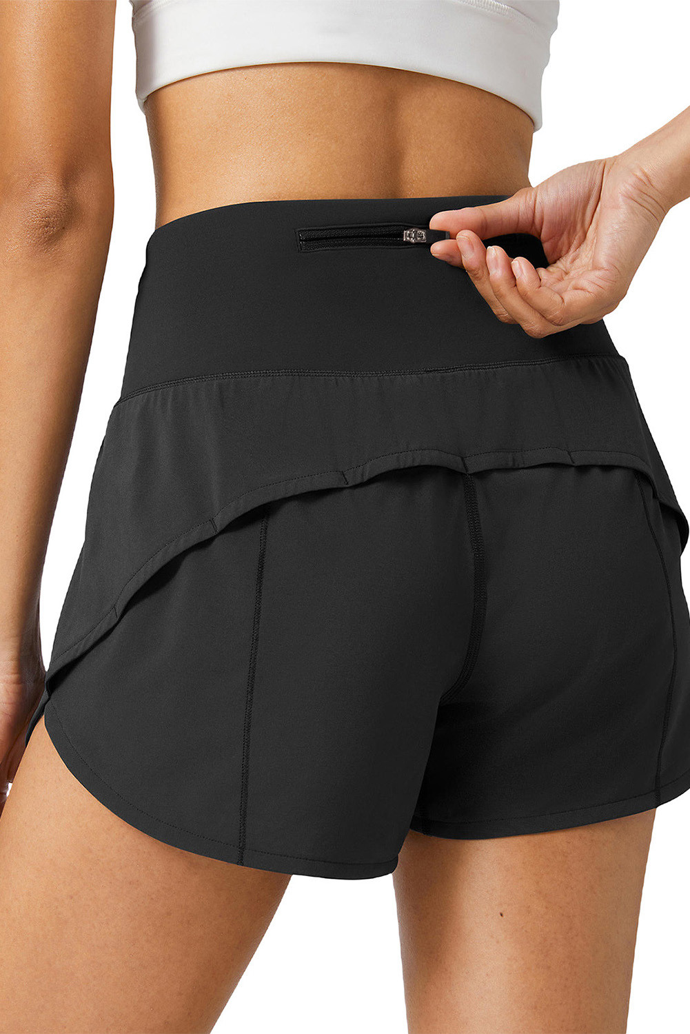 黑色休闲简约高腰舒适透气运动短裤 LC263601