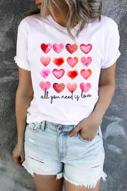 情人节心形字母印花短袖 T 恤