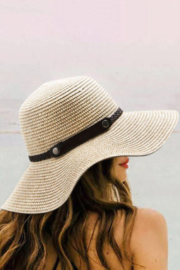 米色时尚可折叠宽檐夏季草帽