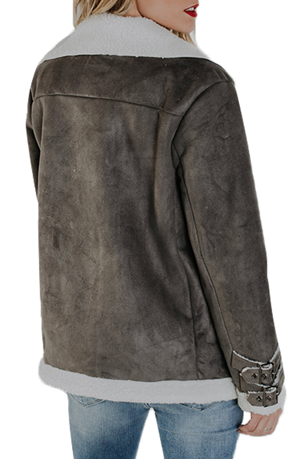 带拉链口袋的灰色仿麂皮夹克 LC85150