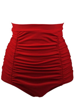 红色复古高腰泳裤