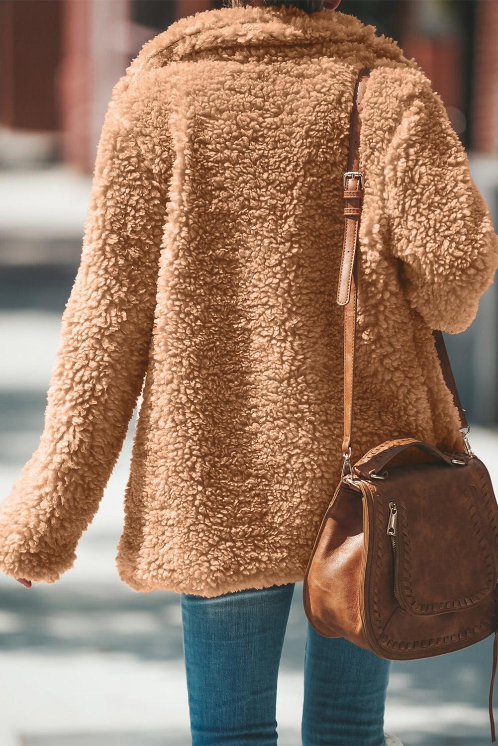 棕色 Iconic 口袋羊羔绒夹克 LC85304