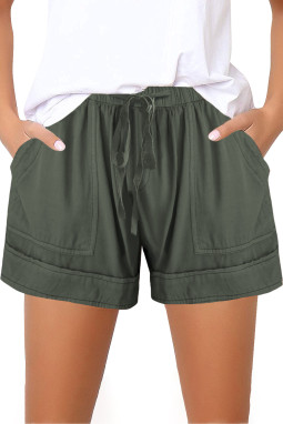 绿色百搭舒适休闲口袋弹力束腰儿童短裤