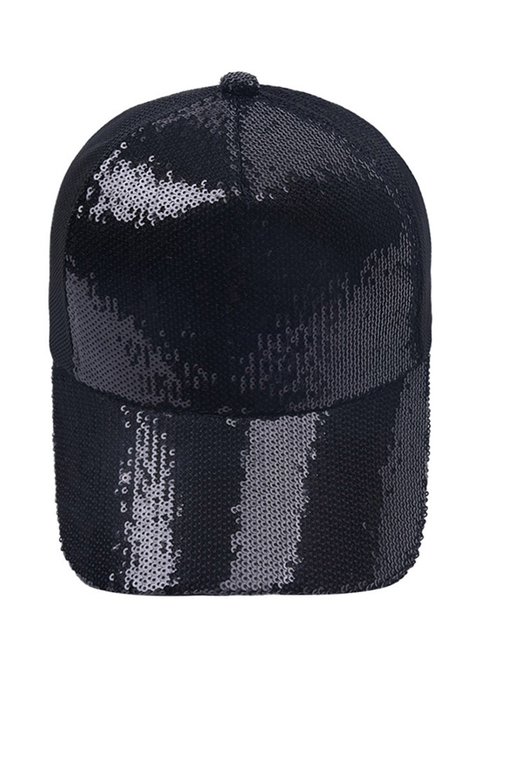 黑色时尚亮片网眼交叉马尾棒球帽 LC02508