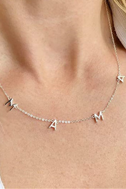 Silvery MAMA Letter Necklace