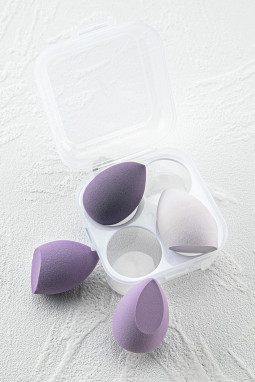 紫色 4 件装化妆海绵粉扑
