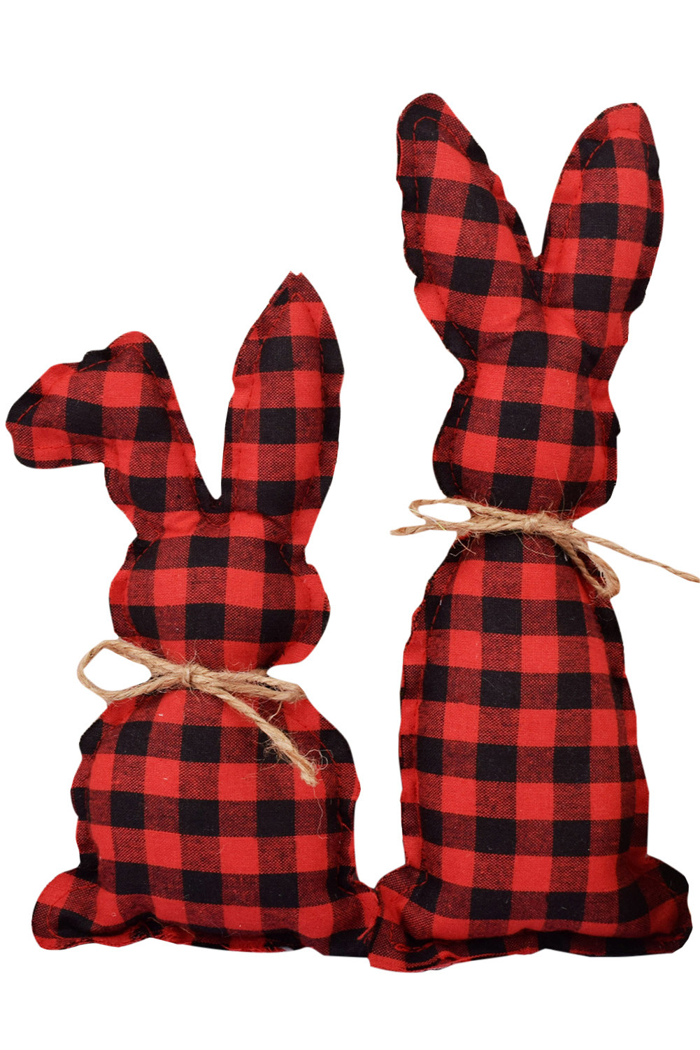 红色格子印花复活节兔子装饰 BH05024