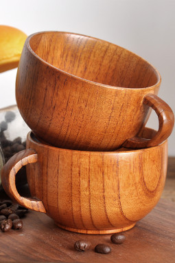 Brown Handmade Wooden Drinking Cup