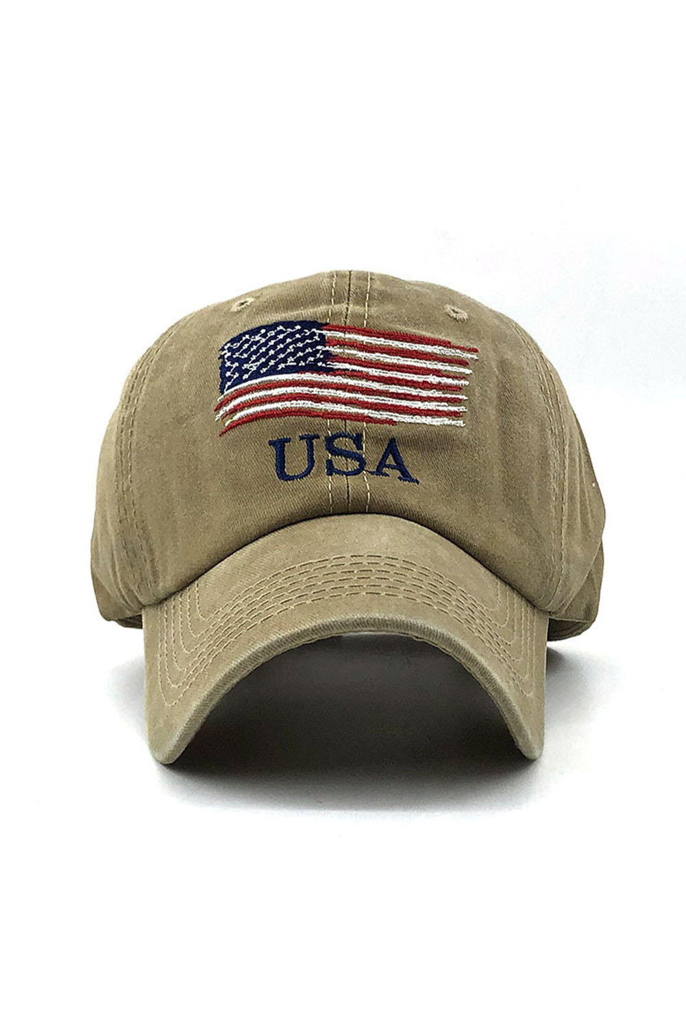 卡其色美国国旗刺绣男士棒球帽 LC02703