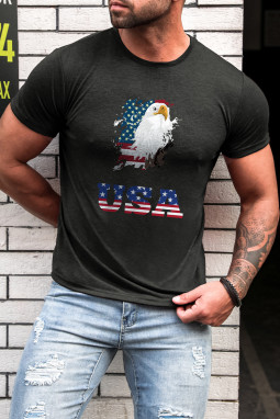 灰色 USA Eagle 图案男式 T 恤