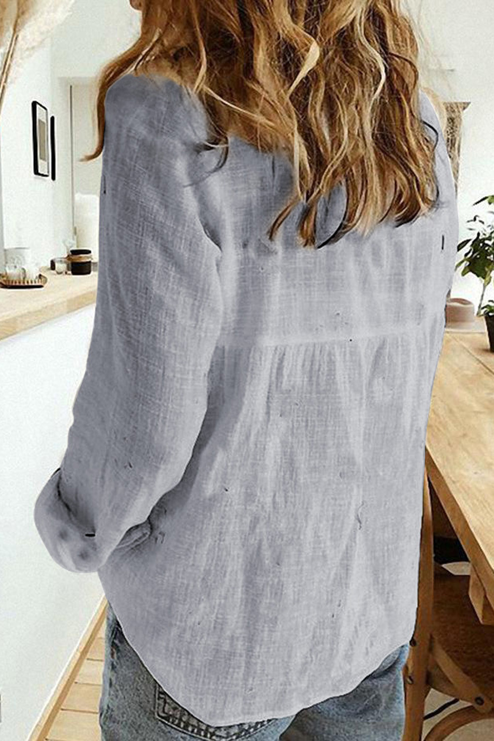 灰色纹理纯色基本款衬衫 LC255378
