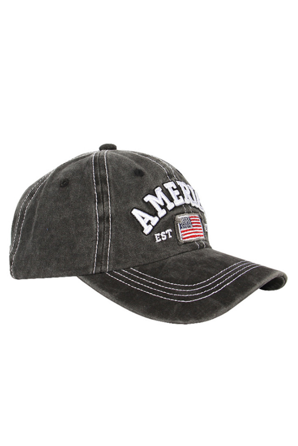 黑色美国国旗字母刺绣牛仔棒球帽 BH04532