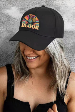 黑色 Bloom 花卉图案印花棒球帽