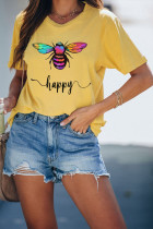 黄色 Happy Bee 印花 T 恤