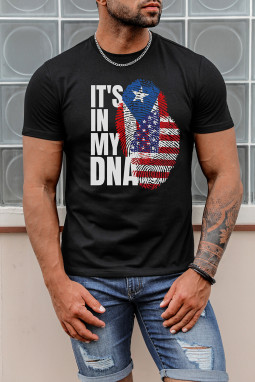 黑色IT'S IN MY DNA标志指纹男士图案 T 恤