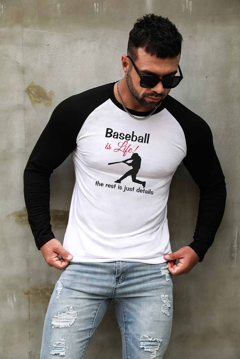 黑色棒球是生命男士图案 T 恤 MC252854