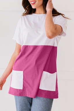 Rose Colorblock Pocketed Mini Dress