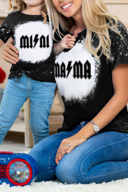 黑色 Mama 字母闪电漂白图案 T 恤