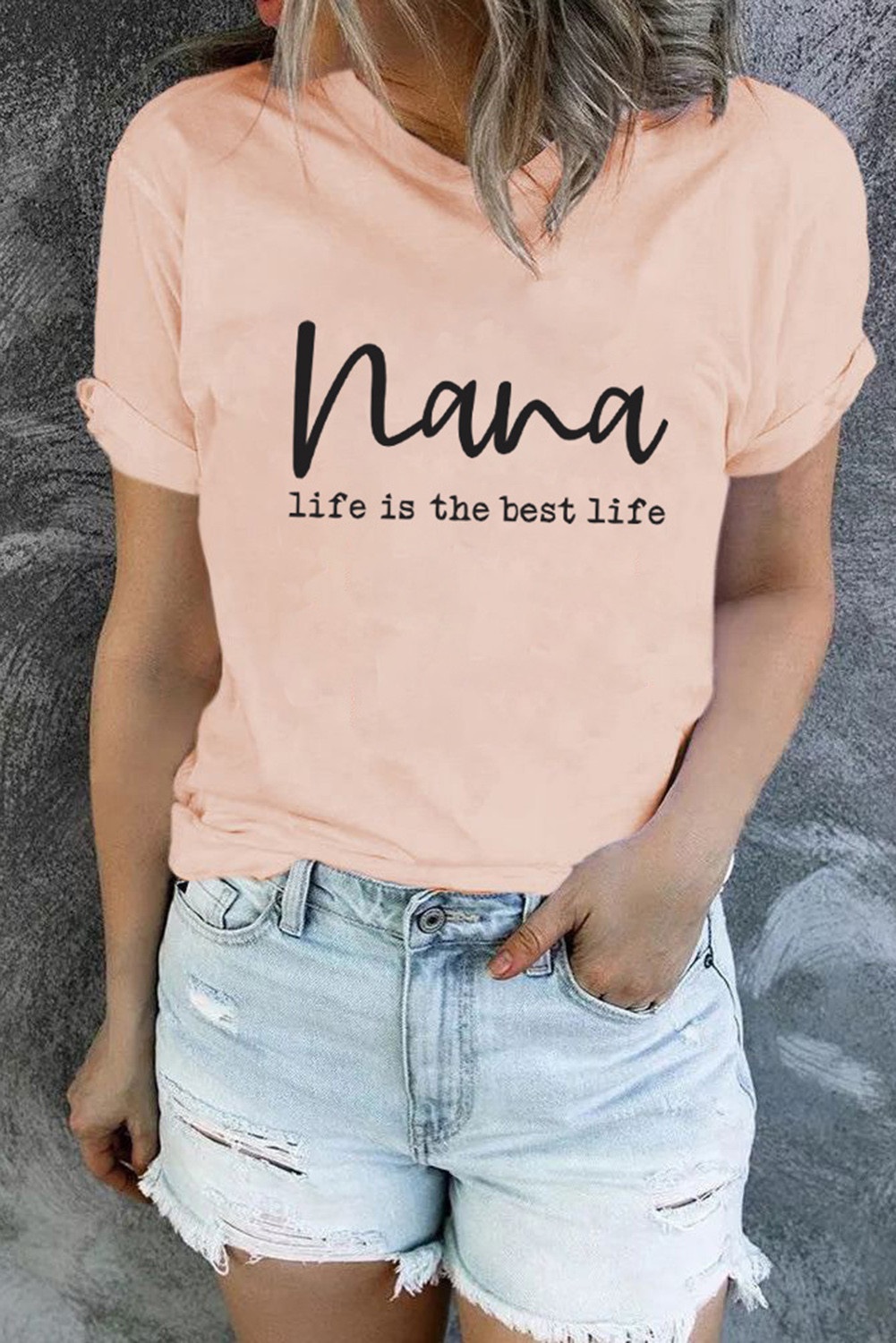 粉色 Nana 字母图案印花短袖 T 恤 LC25216096