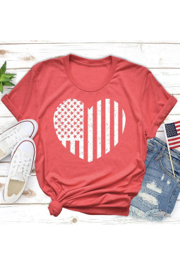 红色 American Heart 印花 T 恤
