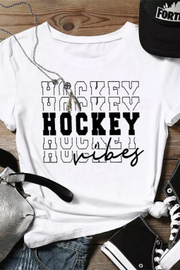 白色 Hockey Vibes 休闲短袖 T 恤